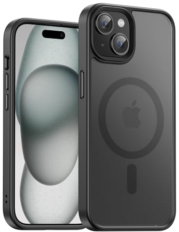 UNBREAKcable Magnetic for iPhone 15 Case (6.1), Compatible with MagSafe, Full Camera Protection, Built-in Magnetic Ring, Drop Protection Shockproof Slim iPhone Cover, Matte Anti-Fingerprint - Black
