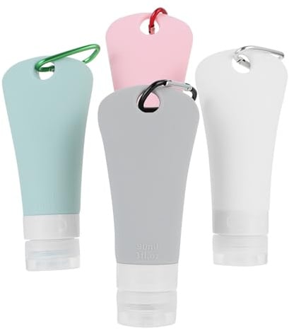 ULDIGI 8Pcs Travel Bottles Set 90Ml Silicone Containers Leakproof Portable Squeeze Bottles Refillable Empty Travel Containers with Hanging Hooks for Toiletry Storage