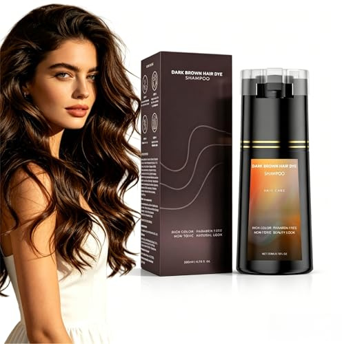 Hair dye shampoo 3 en 1,2026 new Champú colorante,Cobertura Natural de Canas,200ml champú tinte para hombre y mujer,champú tinte cubre canas,para Barba y Cabello (Castaño oscuro)