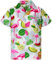 King Kameha Funky Hawaii-Hemd, Kurzarm, Flamingo-Melon, Weiss, 3XL