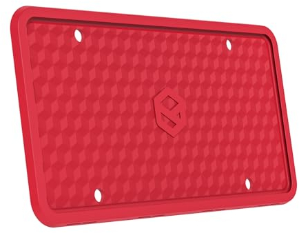 Rightcar Solutions Silicone License Plate Frames | The Original Premium Grade Silicone Car Plate Frame | Rust Proof, Rattle Proof, Weather Proof License Plate Holder (Red)