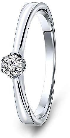 MIORE Ring Damen Solitär Diamant Verlobungsring Weißgold 14 Karat / 585 Gold Diamant Brillant 0.14 Ct, Schmuck
