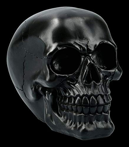 Figuren Shop GmbH Gothic Totenkopf - matt, schwarz | Fantasy Skull, Totenschädel, Kopf-Skulptur, Deko-Figur, Deko-Artikel, H 12 cm