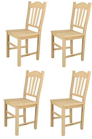t m c s Tommychairs - 4er Set Stühle Silvana für Küche und Esszimmer, robuste Struktur aus poliertem Buchenholz, unbehandelt und 100% natürlich, Sitzfläche aus poliertem Holz