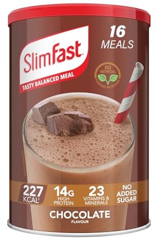 SlimFast Meal Replacement Shake for Weight Loss & Balanced Diet, Vitamins and Minerals, Low Calorie, High Protein, Chocolate Flavour, 16 servings, 600 g, Packaging May Vary