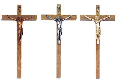 Henecka Grabschmuck -Sargkreuz- Eichenholz hell; INRI und Christuskörper wählbar galvanisch Bronze oder galvanisch Kupfer oder Aluminium pat. (INRI und Christuskörper galvanisch Bronze)