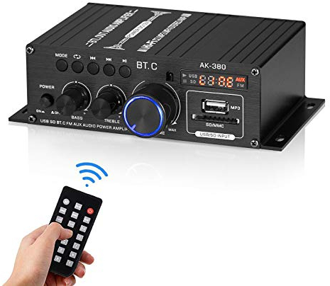 Mini amplificador digital Bluetooth 5.0 - Amplificador estéreo para casa y coche con reproductor de música USB