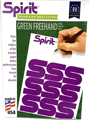 50 Stück TATTOO Matritzenpapier EU Spirit Green + Transferpapier - Sheet Freehand - INKgrafiX® Deutschland - PROFI STUDIO - IG56948 - Stempel Papier Abdruck