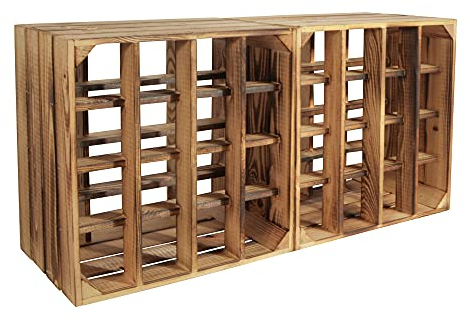 CHICCIE 2X Casier à vin Wino en Bois - Flammé + étagère