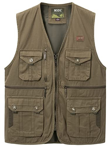 Oralidera Herren Anglerweste Ärmellos Jacke Outdoor Weste Jagdweste Sommer Herrenwesten Sportlich Fotografie Funktionsweste mit Vielen Taschen, Braun, L