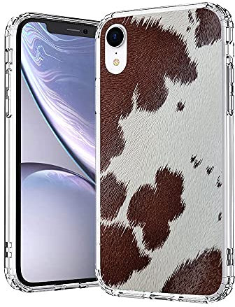 Cow Print Phone Case for iPhone XR, Western Cowhide Print iPhone Case for Men Women Cowgirl Cowboy Gifts Cool Moo Farm Animal Country Retro Cute Design Flexible TPU Shockproof Cases