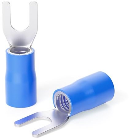 300 Pcs Blue 16-14 AWG Insulated Fork Spade U-Type Wire Connector Electrical Crimp Terminal