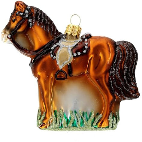 Holyart Gesatteltes Pferd, Weihnachtsbaumschmuck aus mundgeblasenem Glas