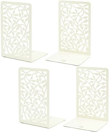 CNK Premium-Buchstützen, Metall, Set mit 2 weißen unendlichen Blättern