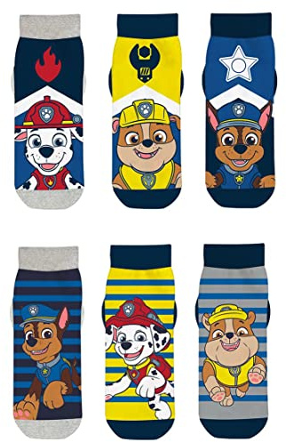 Erve PAW PATROL Socken Set 6 Paar Jungensocken kurze Kindersocken Kinder Strümpfe für Jungen SNEAKERSOCKEN Gr. 23 24 25 26 27 28 29 30 31 32 33 34