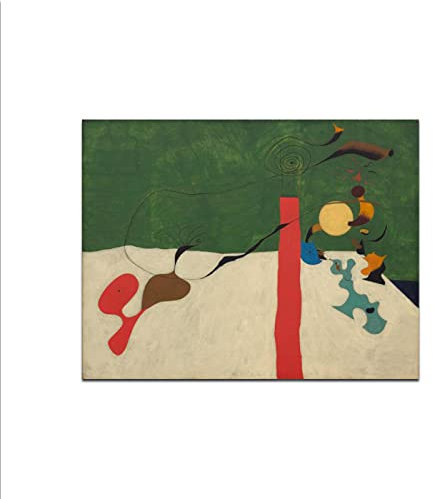 Joan Miró Berühmte Gemälde - Stillleben mit Lampe. Leinwand Wandkunst Bild für Wohnzimmer Schlafzimmer Dekoration 70x84cm(28.4x33in) Rahmenlos