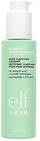 e.l.f. SKIN Blemish Breakthrough Clarifying Cleanser, Gel Cleanser For Removing Makeup, Controlling Oil & Clarifying Pores, 1% Salicylic Acid