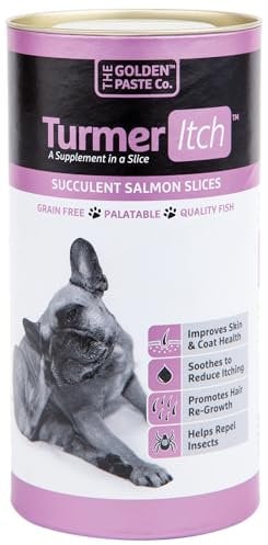 The Golden Paste Company TurmerItch Salmon Slices – Soothes Itchy Dog Skin Relief - Skin & Coat Supplement for Dogs - 200 Grain Free Soft Chews - Supplements for Dogs - Natural Dog Treats - All Ages