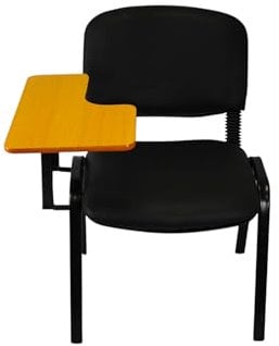 Meta Office Heavy Duty Stackable Guest & Reception, Office Chairs for home, Black Frame (1, Fabric Black with Tablet)