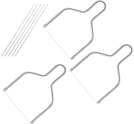 SAVITA 3 uds Rebanador Alambre de Mantequilla, Cortadora de Mantequilla de Acero Inoxidable Herramienta de Alambres Cortadora de Queso Fino con 5 Cables para Reemplazo para Cocina