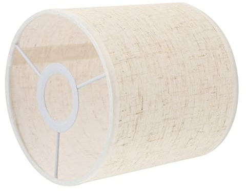 OSALADI Lampenschirm Stehlampe E27 Leinengewebe Lampenschirm Drum Lampenschirm 15x15cm Reisweiß Lampenschirm Tischlampenschirm FüR Schlafzimmer Wohnzimmer