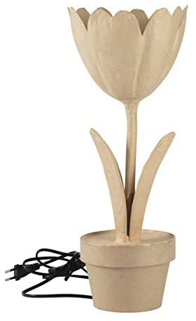 Décopatch HD077C - Lampe aus Pappmaché mit Kabel, 35cm, Kartonbraun, einfach zum Verzieren, 1 Stück, Tulpe