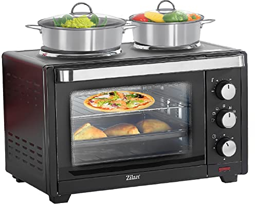 Zilan Mini Four 28 litres | Four 3 en 1 | Four à pizza | Chauffe supérieure/inférieure | Rotisserie | Minuteur 60 min | 3200 W