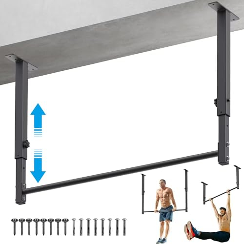 Kipika 121,9 cm robuste Klimmzugstange für die Decke – verstellbare Höhe, bequemer Griff, einfache Installation – ideal für das Training zu Hause – unterstützt bis zu 227 kg Kapazität