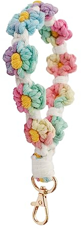 AOKSUNOVA Schlüsselband Kurz Schlüsselanhänger Makramee Armband Bunt Schlüsselanhänger Damen Geschenk für Frauen