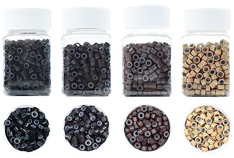 Yamel Micro Links Bead Hair Extensions Rings Natural Blonde 500 Pieces 5mm Silicone Lined Beads for Human Hair Extensions