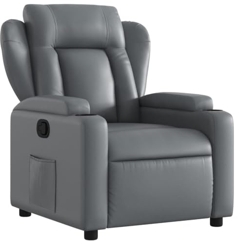 vidaXL Sillón reclinable de Cuero sintético Gris