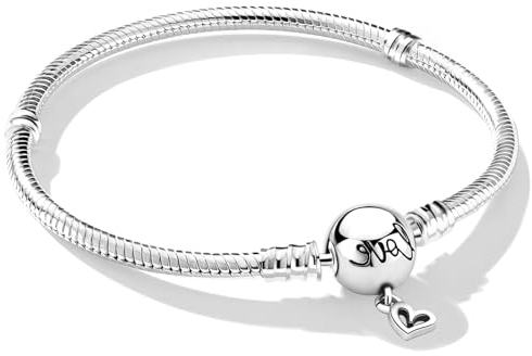 Jokmeo Schlangen-Gliederarmband 925 Sterling Silber Damen Armband für Charm Beads, Silberschmuck für Valentinstag Muttertag Geburtstags Weihnachten Geschenk für Frauen (Liebe, 21cm)