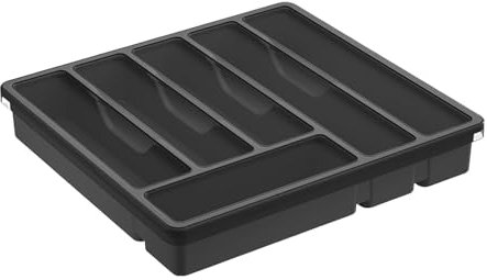 Wizoowip Range-Couverts avec Couvercle, Gain de Place, Couverts de Cuisine, Porte-ustensiles, 6 Compartiments, tiroir, comptoir, Baguettes, cuillère, Fourchette, Coupe-boîte de Rangement Couverte N