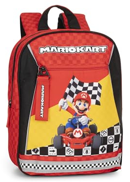 Mario Kart Rucksack für Jungen und Mädchen, offizielles Mario Kart, ideal für Kindergarten und Freizeit, mit gepolsterten Schultergurten, wärmegeformter Rückseite und Boden, mit praktischen