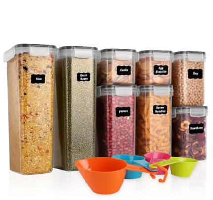 SensaHome Vorratsdosen – 8er-Set – Luft- und wasserdicht – Transparent/Klar – BPA-frei – Stapelbar – Spülmaschinenfest