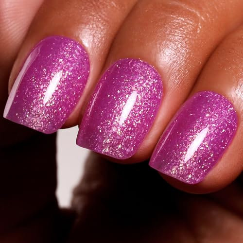 Ozzeal Smalto Semipermanente Glitter, Rosa Viola Glitterato Smalto Semipermanente Unghie Autunno Inverno Gel Nail Polish Scintillio e lucentezza Smalto Gel Unghie Manicure 15ML
