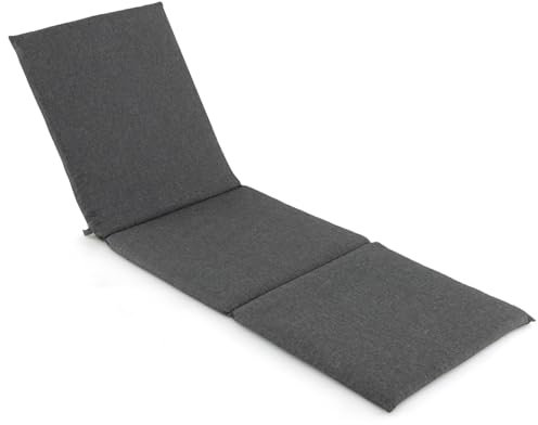 COSTWAY Cojin Tumbona 182X59X4,5Cm, Colchoneta Tumbona Exterior Impermeable con Correas de Fijación, Cierre de Gancho y Bucle, Colchón Tumbona Exterior Piscina Playa Terraza Balcón (Gris)
