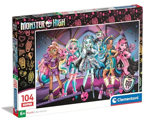 Clementoni Supercolor Monster High Puzzle 104 Teile - Kinder Puzzle 37,9 x 26,9 cm für Kinder ab 6 Jahre - Geschicklichkeitsspiel von Clementoni 25784