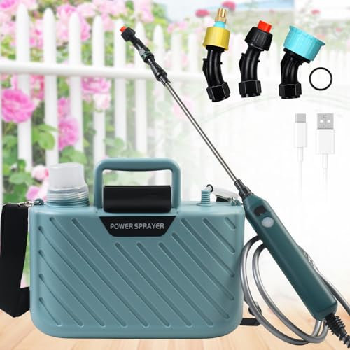 MaxAwe 5L Akku Drucksprüher, Elektrischer Pflanzensprüher mit USB Ladegriff, Rückenspritze mit verstellbarem Schultergurt, Gartensprüher Sprühlanze mit 3 Düsen, DruckSprühgerät für den Pflanzenschutz