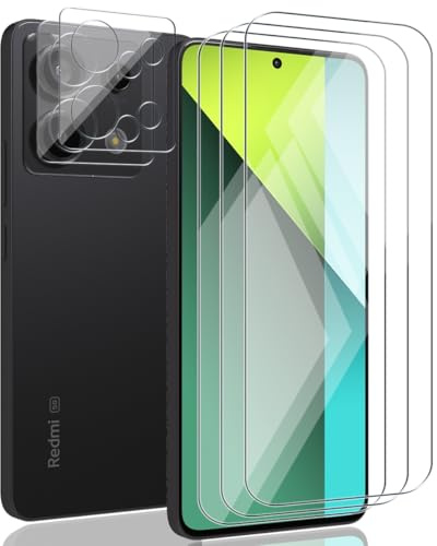 Zerrshoo Protector de Pantalla para Xiaomi Redmi Note 13 Pro 5G Cristal Vidrio Templado 3 Piezas con Protector de Lente de Cámara 2 Piezas, 9H Dureza, HD Trasparente para Xiaomi Redmi Note 13 Pro 5G