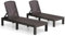 BOLLI Lot de 2 Bain de Soleil - Chaise Longue Jardin Exterieur - Résine Imitation rotin tressé - Dossier réglable - Gris Sparkle (sans Coussin)