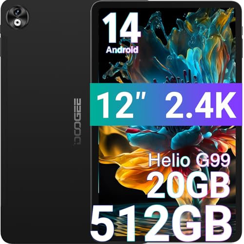 DOOGEE T40PRO Tablet 12 Pollici, 512GB ROM+20GB RAM, Android 14 Tablet in Offerta, Helio G99,Batteria da 10800mAh, Display 2.4K Tablet Gaming 16MP + 8MP 4G Dual SIM/5G WIFI