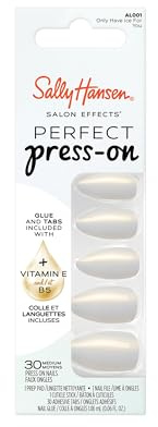 Sally Hansen Salon Effects Perfect Press On Nails, Only Have Ice For You, Easy to Apply with Adhesive Tabs & Glue, Manicure at Home, 30 Pcs