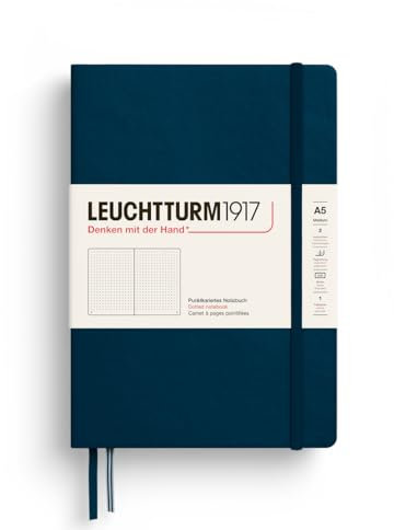 LEUCHTTURM1917 372189 Notizbuch Medium A5, Hardcover Schreibbuch, 251 nummerierte Seiten, Deep Sea, dotted
