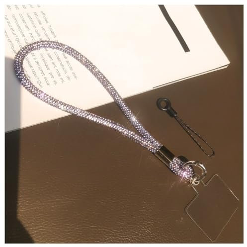 Hrlace Handy Lanyard Universal Strass Handykette Handgelenkband Glitzer Strass Kristall Telefon Lanyard zum Umhängen Handyband Handschlaufe Lanyard mit Patch für alle Smartphone Handgelenk Violett