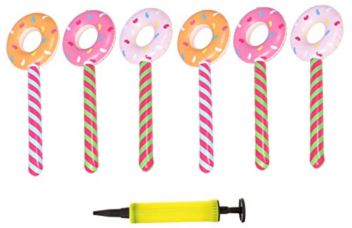 KOMBIUDA Aufblasbare Donut-lutscher Boom Sticks Aus Strapazierfähigem Material Mit Pumpe Bunte Poolparty-deko Für Kindergeburtstag Und Poolspielzeug Pink Violett Gelb