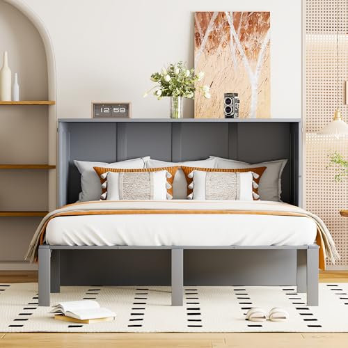 Moimhear Schrankbett 90x200/140x200 cm, Wandbett mit Lattenrost, Wandklappbett, vertikales Schrankbett mit Lattenrost, Jugendbett (grau, 140x200 cm)