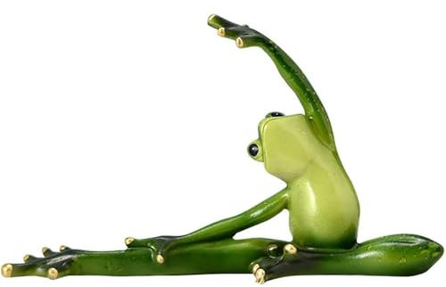 Norhogo Yoga-Frosch mit Beinpresse, Frosch Ornament Dekoration, Frosch Figuren Frösche Yoga Harz Meditation Statuen für Home Accent Decor für Tischplatte Wohnzimmer Schlafzimmer Büro, Grün