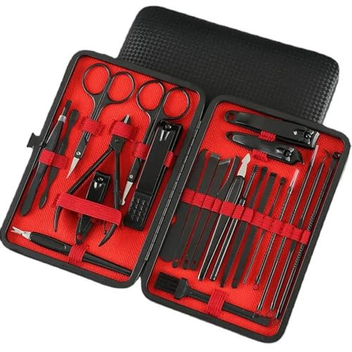 Nagelknipser-Set 24-teiliges Nagelknipser-Set aus Edelstahl, Augenbraue-Clip, Akne-Nadel, Schere, Zange, Pediküre-Messer, Entfernung abgestorbener Hautzellen, Nagelwerkzeuge Maniküre-Pediküre-Set