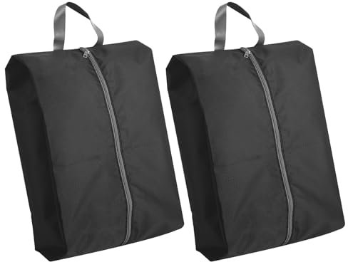 Schuhbeutel Set of 2 – Polyester Shoe Bag – wasserdichte Schuhtasche – große Schuhtasche Reise für Koffer, Urlaub, Fitnessstudio und Zuhause (Schwarz)